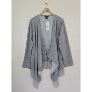 Design 365 Gray Open Front Cardigan Sweater Womens Size 1X Flowy